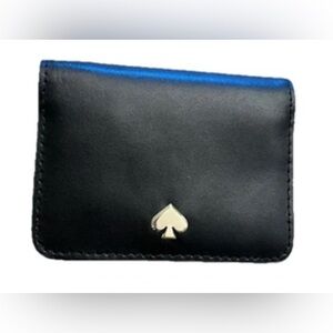 Kate Spade New York Nadine Small Black Leather Bifold Wallet Keychain ID Holder